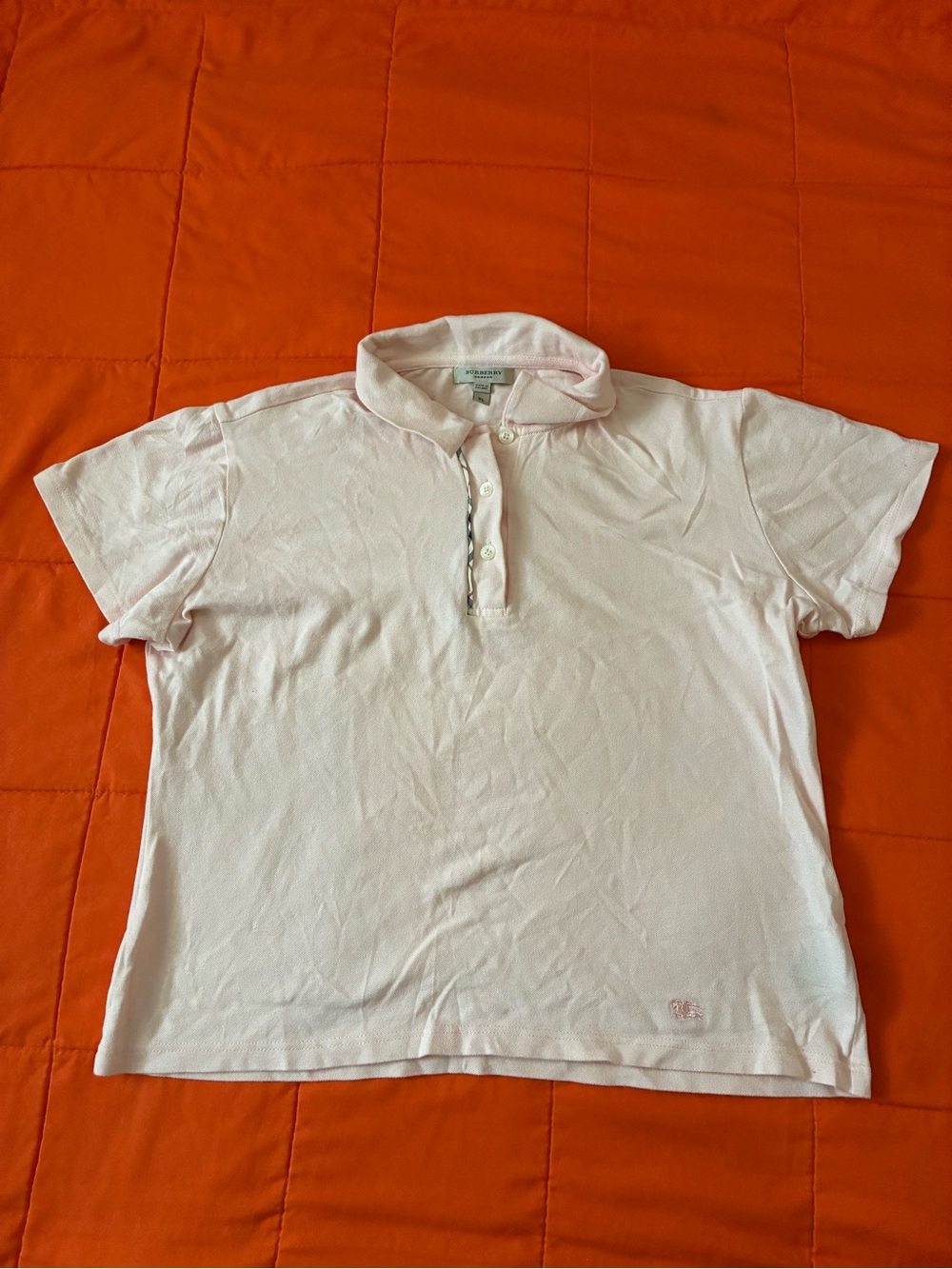 Burberry Polo Shirt White Womens XL Pink Cotton Casual